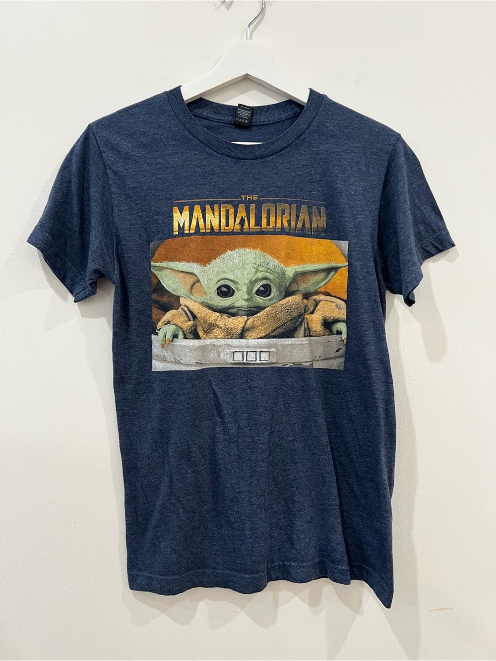 Disney The Mandalorian Grogu Graphic Short Sleeve Tee Heathered Navy Small